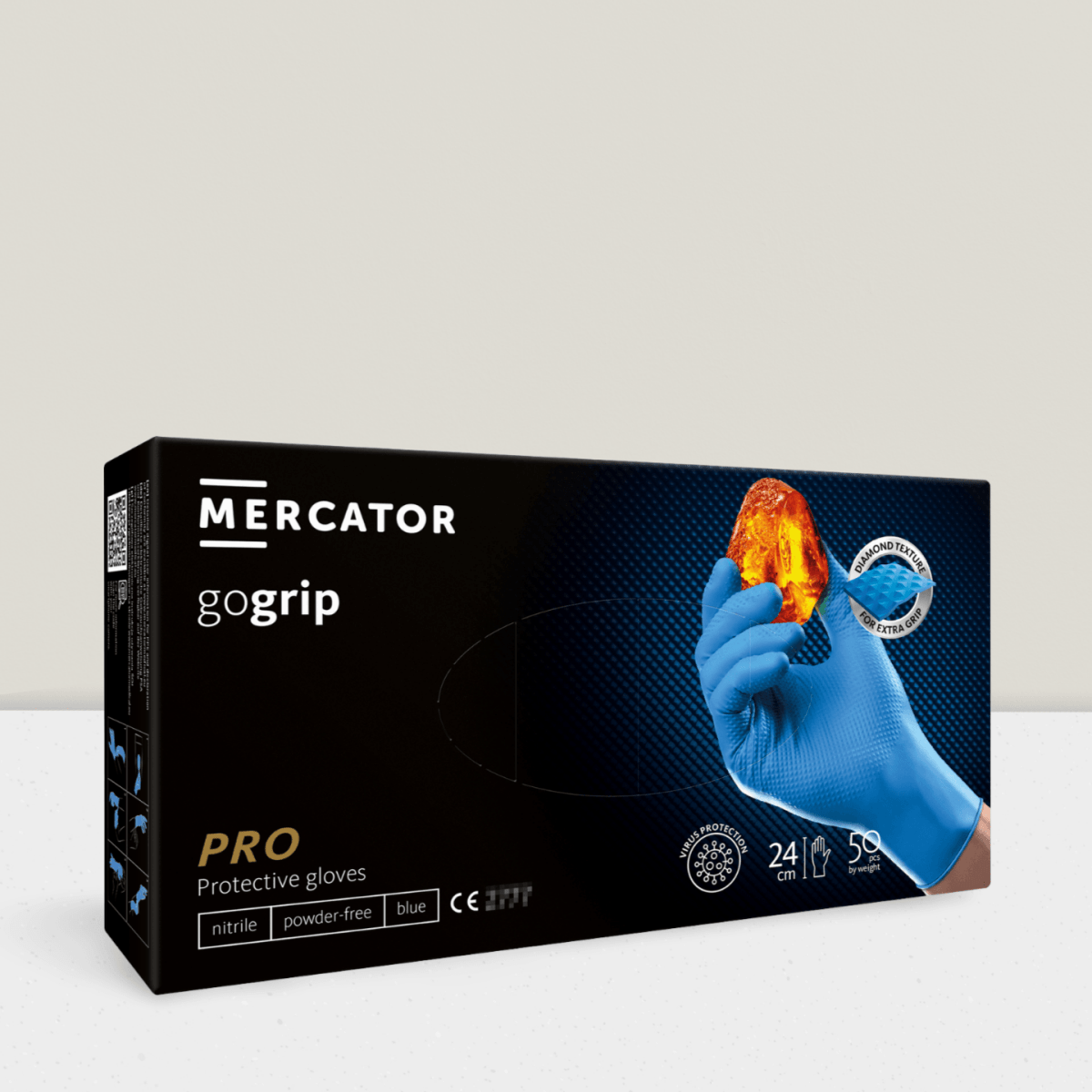 Blaue Nitrilhandschuhe 50 Stück MERCATOR gogrip blue