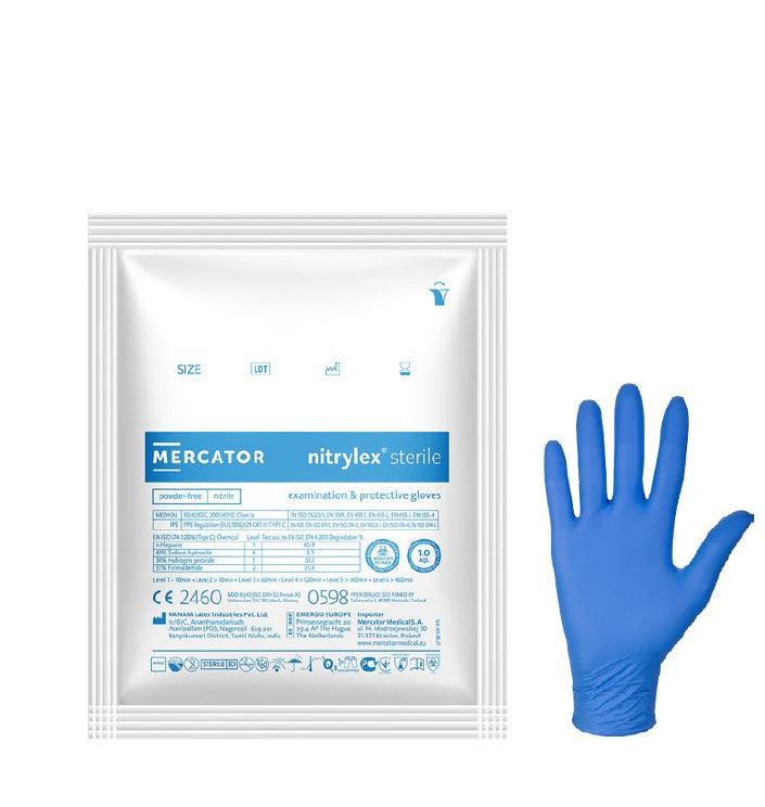 nitrylex handschuhe MERCATOR "Nitrylex steril", Einweg, blau