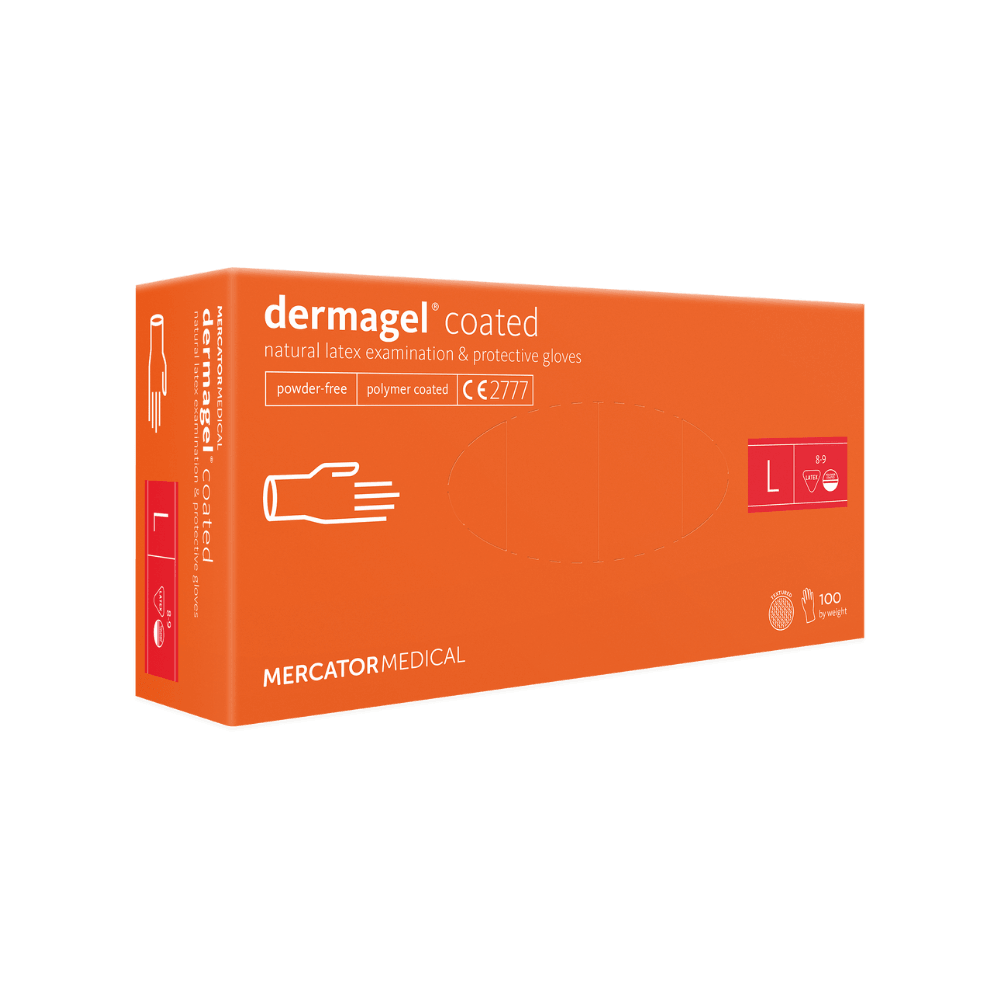 Latexhandschuhe cream »MERCATOR dermagel coated« 100 Stück (Einweghandschuh natur) - AL-MED Medical GmbH