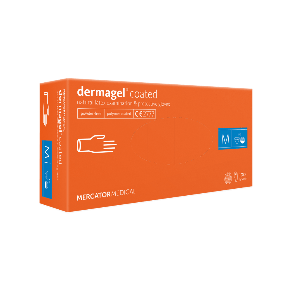 Latexhandschuhe cream »MERCATOR dermagel coated« 100 Stück (Einweghandschuh natur) - AL-MED Medical GmbH