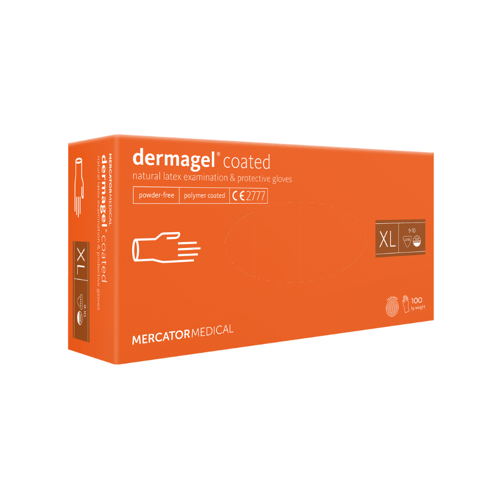 Latexhandschuhe cream »MERCATOR dermagel coated« 100 Stück (Einweghandschuh natur) - AL-MED Medical GmbH