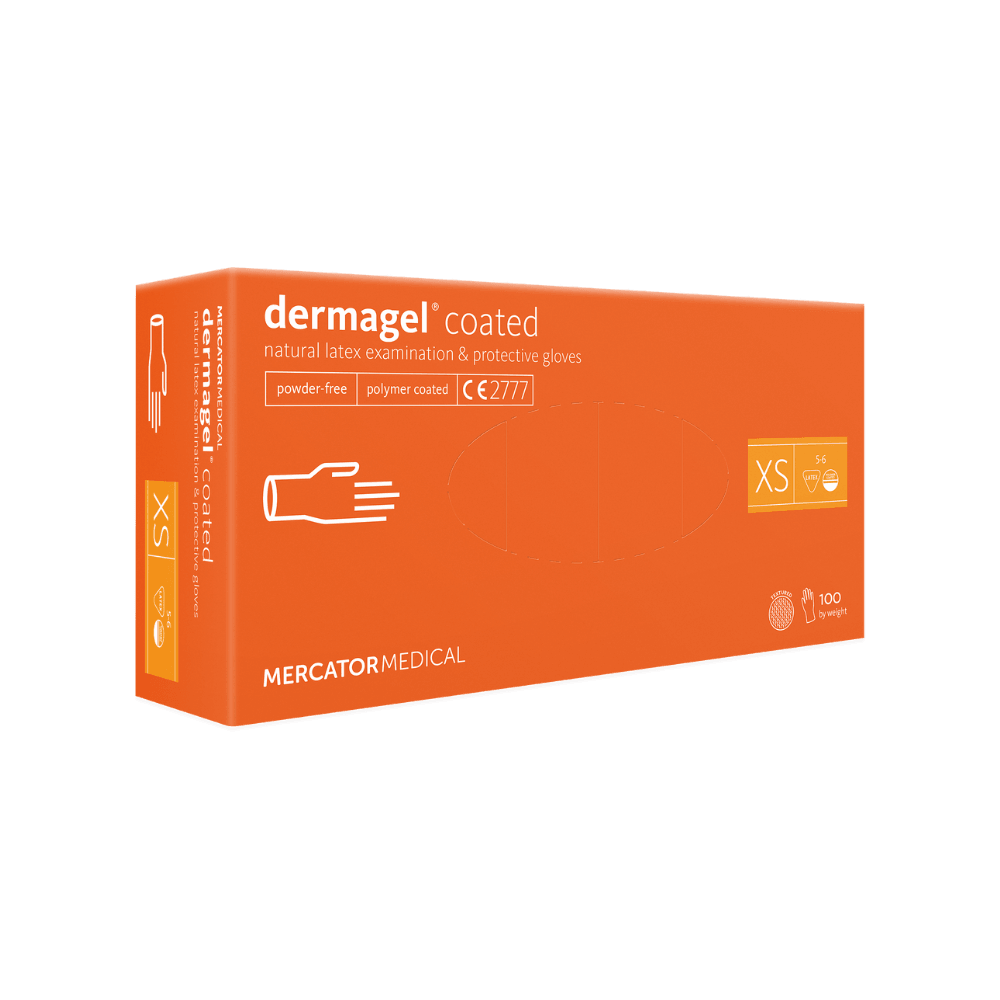 Latexhandschuhe cream »MERCATOR dermagel coated« 100 Stück (Einweghandschuh natur) - AL-MED Medical GmbH