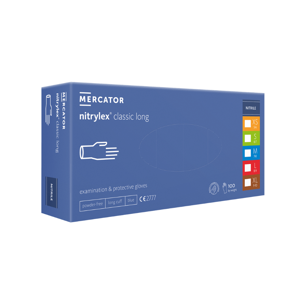 nitrylex classic handschuhe »MERCATOR nitrylex classic long« Untersuchungshandschuhe Nitril blau