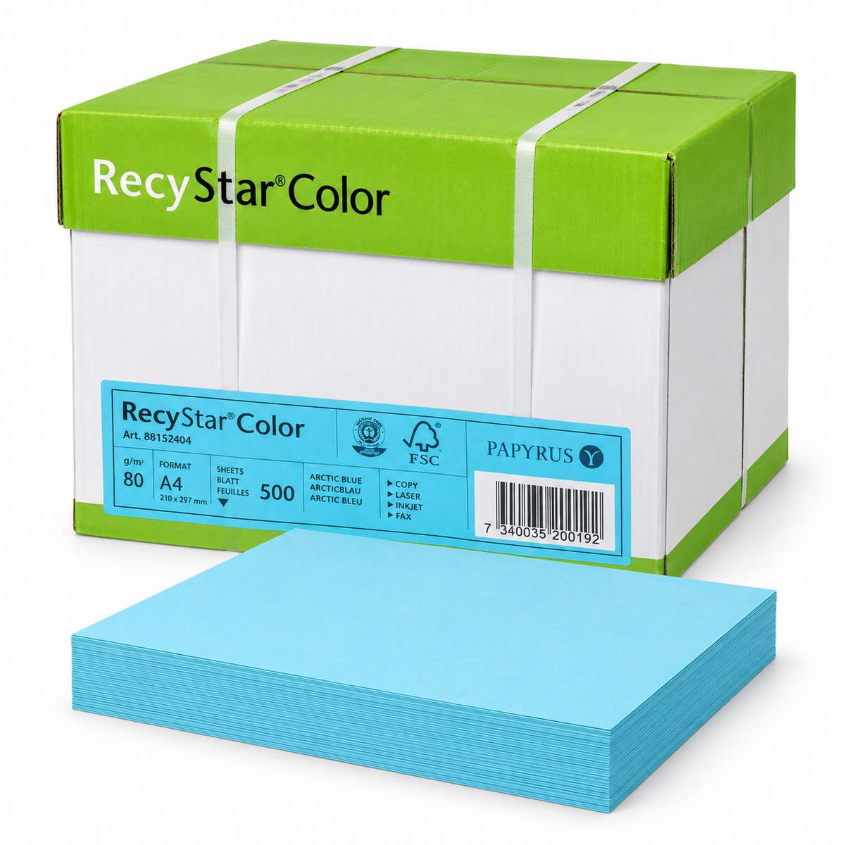 Papyrus RecyStar Color A4 80 g/m² Arcticblau – Restposten (Karton à 2.500 Blatt)