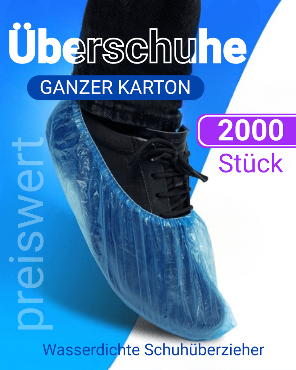 Einweg Schuhüberzieher CPE: blau, wasserdicht