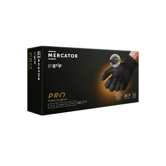 Mercator gogrip Nitril Handschuhe schwarz (VE: 50 Einweghandschuhe)